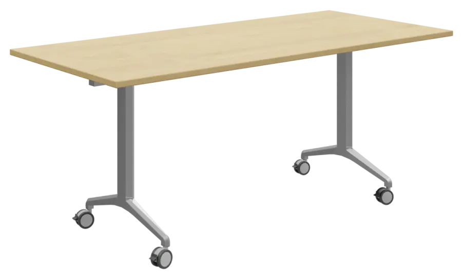 SLKP 180/80 Pojízdný skládací stůl 1800 x 800 mm, deska javor horský/nohy stříbrný lak